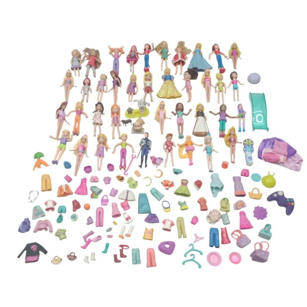 Mini Princess Polly Pocket Doll Mix + Rubber Clothes, Shoes, bags, hats, 100's‎